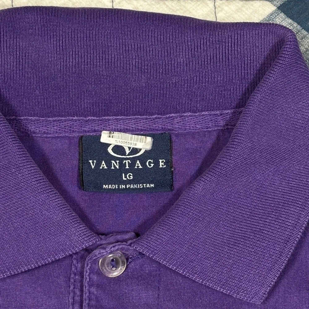 Vantage LSU Tigers Polo Shirt Mens Large Purple Yellow Colorblock NCAA Fan Gear